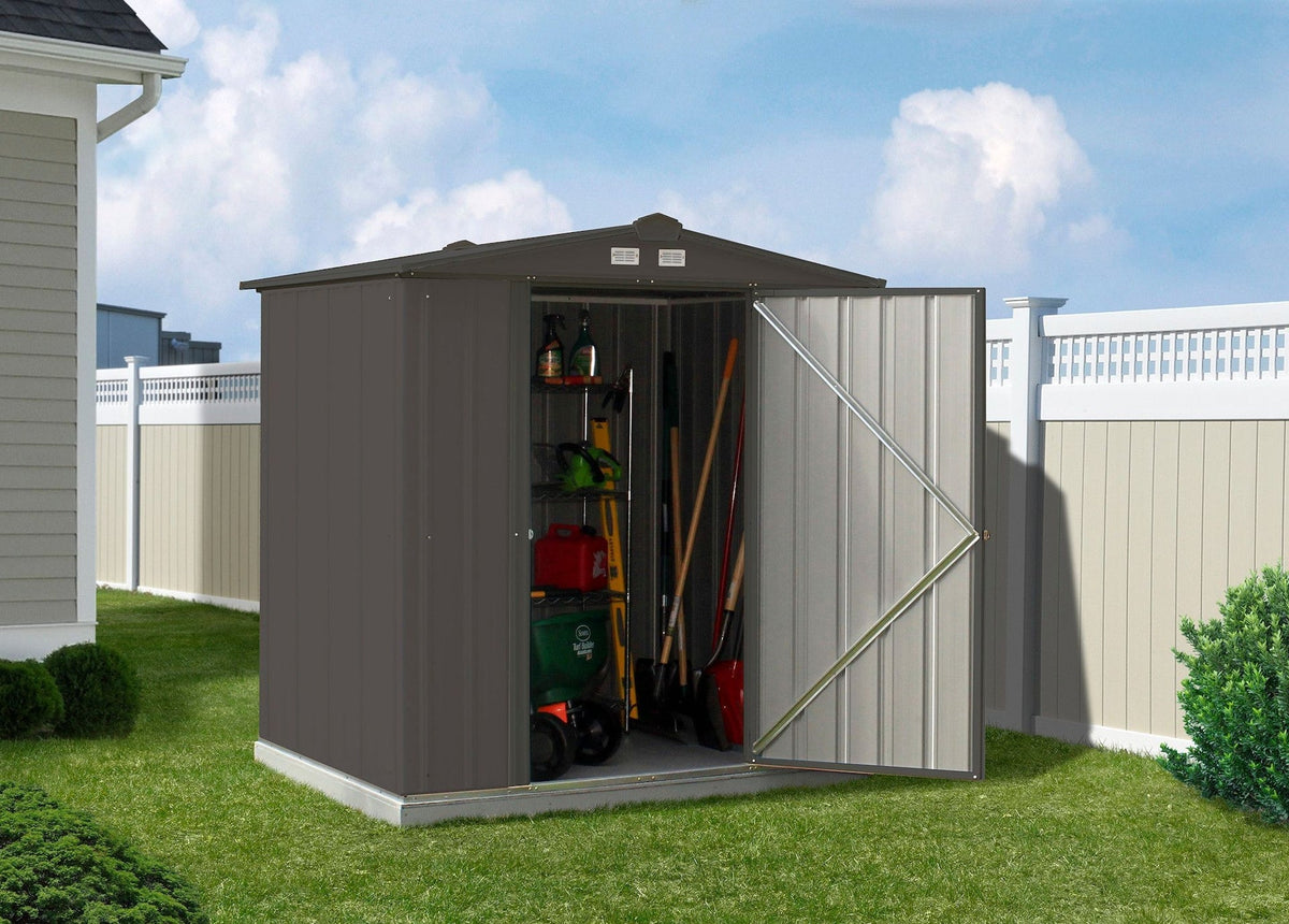 Arrow EZEE Galvanized Steel Storage Shed with Low Gable Roof, Charcoal, 6-ft x 5-ft