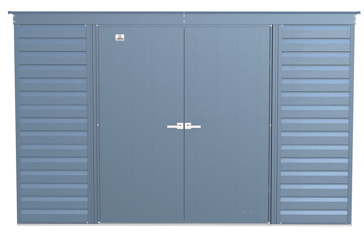 Arrow Select Galvanized Steel Storage Shed, Blue Grey, 10-ft x 4-ft