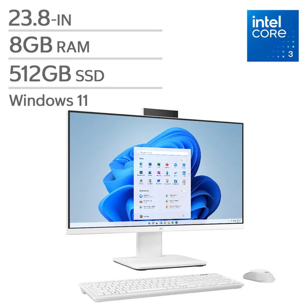ASUS 23.8-in All-in-One Desktop, Intel Core i3-1315U - 8GB RAM, 512 GB SSD T5