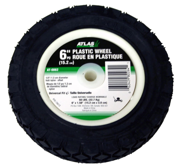 Atlas Lawn Mower Replacement Wheel, Wide Tread, 6-in x 1.5-in Y7