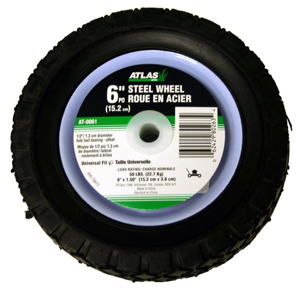 Atlas Steel Lawn Mower Wheel with Ball Bearings, 6-in x 1.5-in Z5