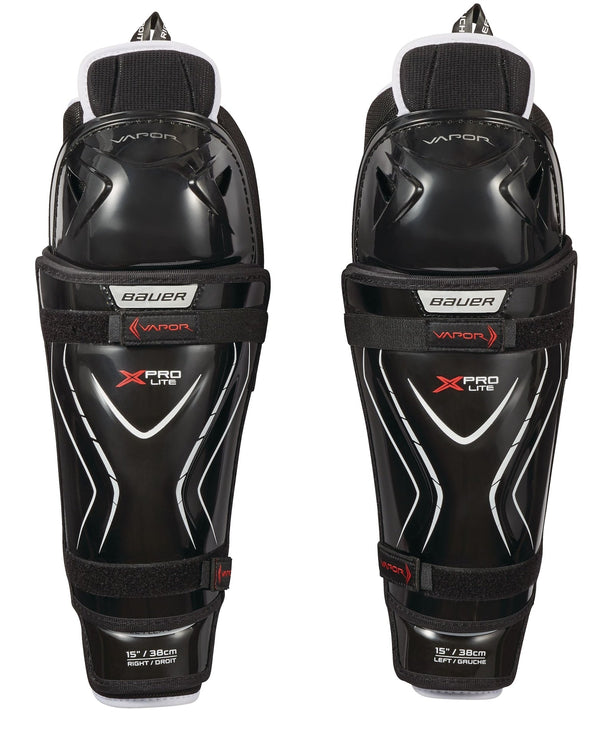 Bauer Vapor X Pro Lite Senior Hockey Shin Guards with Tapered Fit, Hyperlite HD Foam, Black G7