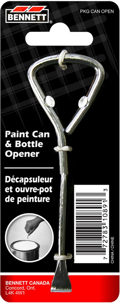 Bennett Metal Paint Can & Bottle Opener, Silver M8