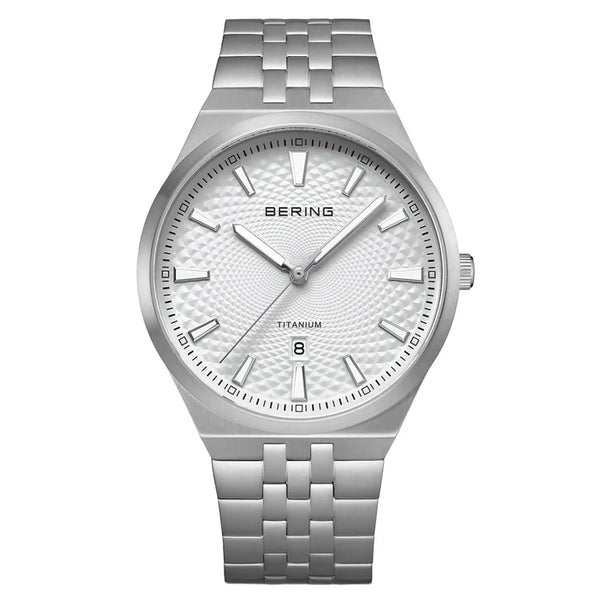 Bering Titanium White Silver-tone Guilloche Dial Men's Watch O9