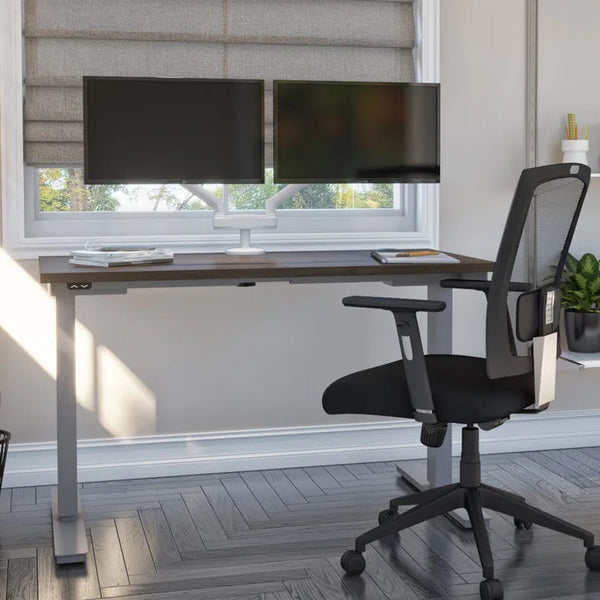 Bestar Upstand 61 cm x 122 cm (24 in. x 48 in.) Height Adjustable Desk with Dual Monitor Arm T5