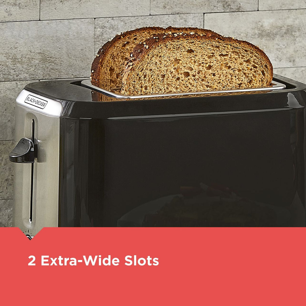 Black & Decker Extra Wide Slots Toaster with 7 Settings, 2-Slices