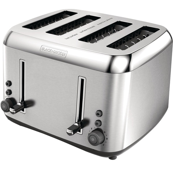 Black & Decker Toaster Kitchen Tools Extra Wide with 7 Settings, Stainless Steel, 4-Slices P0