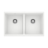 Blanco Precis SILGRANIT 29-in 50/50 Double Bowl Undermount Kitchen Sink, White