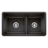 Blanco Precis SILGRANIT 33-in 60/40 Reversible Double Bowl Undermount Kitchen Sink with Low Divide, Anthracite