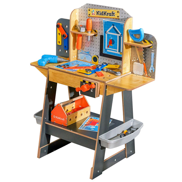 Blueprint Build Wooden Play Workbench with 40+ Accessories, Ages 3+ X5