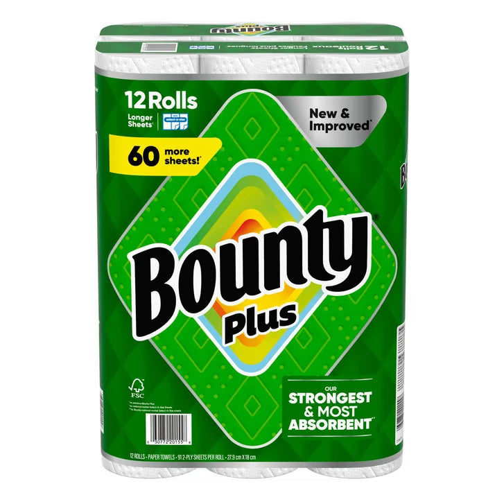 Bounty Plus Paper Towel, 12 x 91 Sheets V8
