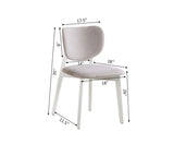 Brassex Dua Cream Fabric Upholstered Dining Chair with Curved Backrest, 2-pc