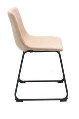 Brassex Rachel Vintage Beige Fabric Upholstered Dining Chair, 2-pc