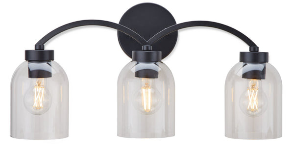 Canvas Bentbrook 3-Light Vanity with Glass Shade, Black D8