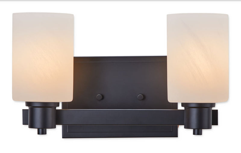 Canvas Cambray 2-Light Alabaster Shade Vanity Light, Black Q7