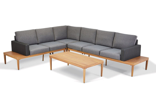 CANVAS Edenvale Aluminum Frame & Wicker Faux Wood Finish Outdoor/Patio Sectional Set, 4-pc V2