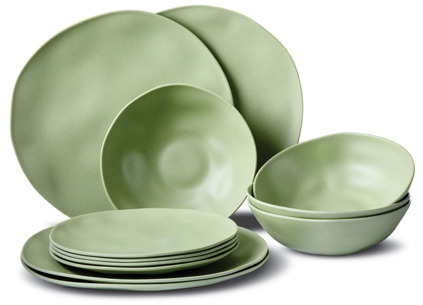 CANVAS Everyday Dinnerware Set, BPA-Free, Sage Green, 12-pk Q3