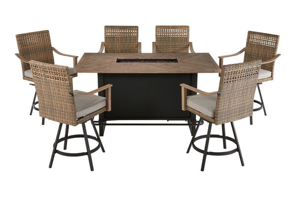 CANVAS Granville Fire Outdoor Dining Set with Water/Stain/Fade-Resistant Cushions, 7-pc P1
