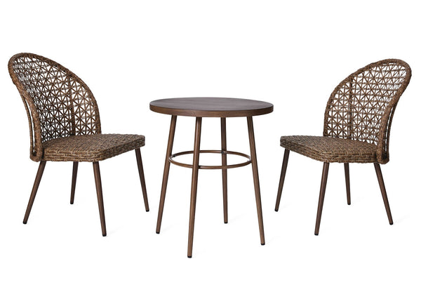 CANVAS Grayling Wicker Outdoor Patio Chat Set with Padded Cushions, Brown, 3-pc W5
