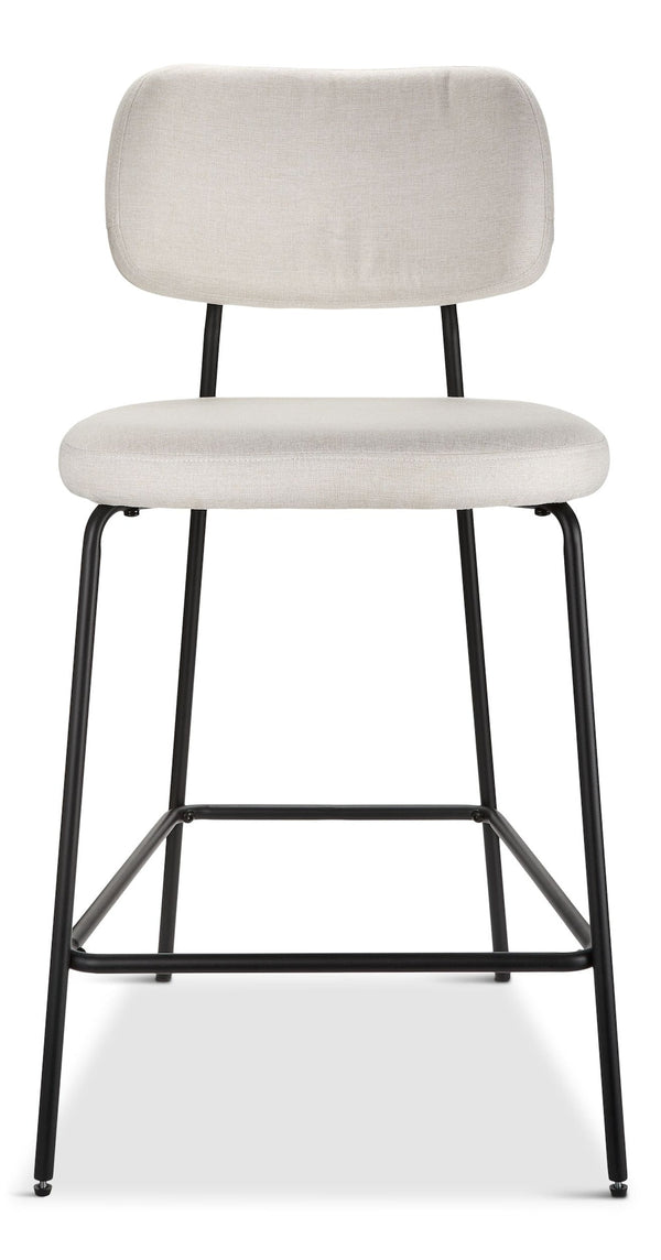 Canvas Kase Upholstered Counter Stool with Back Rest, Off-white/Light Grey P9