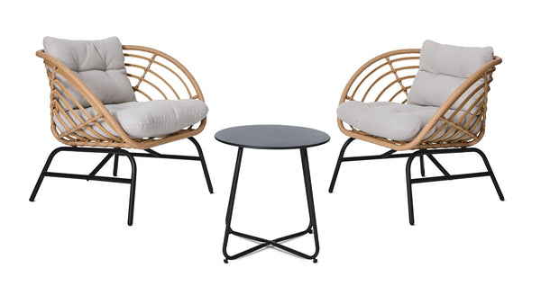 CANVAS Leslieville Outdoor Patio Chat Set with Tufted Cushions, Brown, 3-pc A7