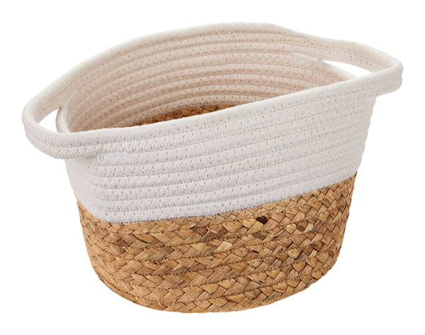 Canvas Molly Woven Cotton Rope Two-Toned Storage Basket T6