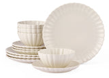 CANVAS Odessa Scalloped Porcelain Dinnerware Set, 12-pc, White