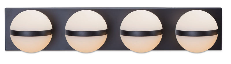 Canvas Orion 4-Light Vanity with Acrylic Glass, Black, 25-in O3
