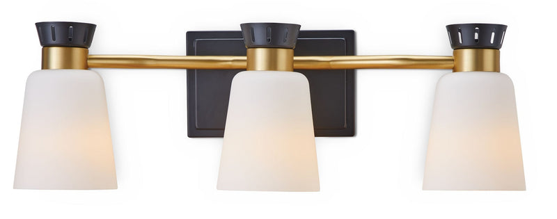 Canvas Springwater 3-Light Vanity with Opal Glass, Black T1
