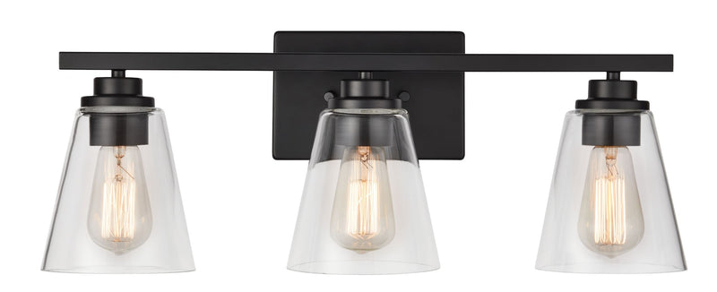 CANVAS Venlaw 3-Light Vanity Light Fixture with Clear Glass Shade, Matte Black N2