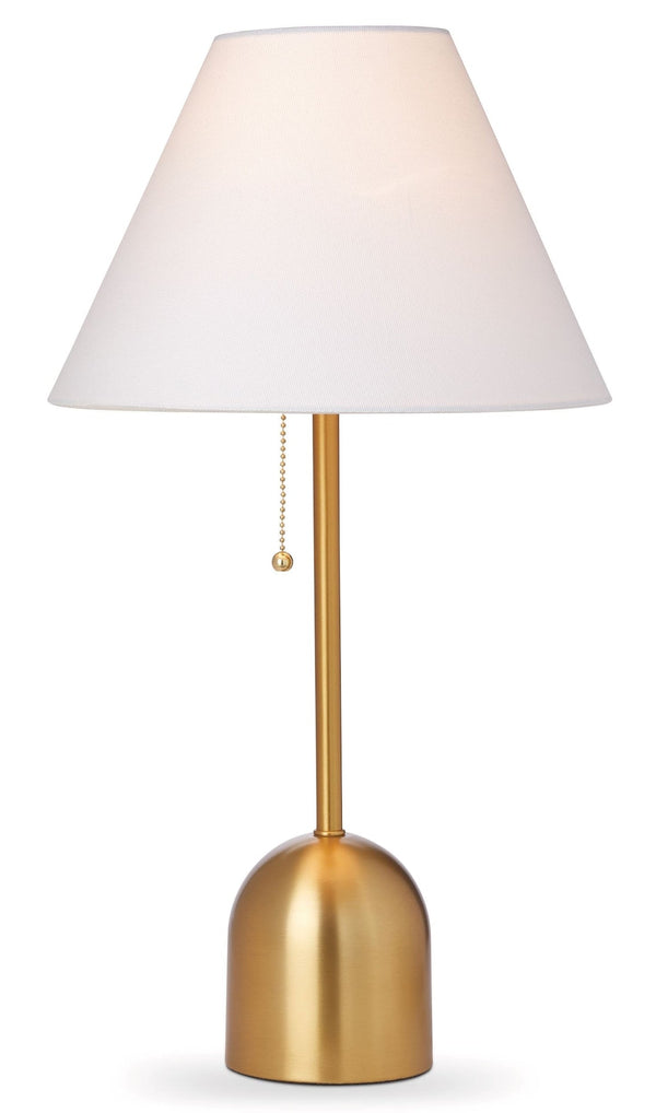 CANVAS White Linen Cone Shade Table Lamp, 22-in, Antique Brass T6