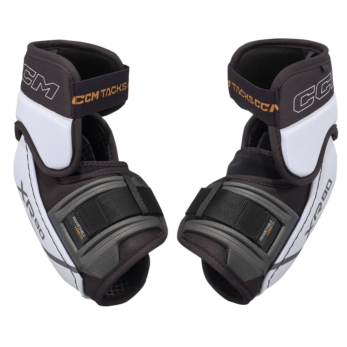 CCM Tacks XR80 Hockey Elbow Pads, Junior, Black/White/Grey, Assorted Sizes