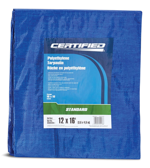 Certified Standard Duty Poly Tarp, Waterproof, 12-ft x 16-ft K3