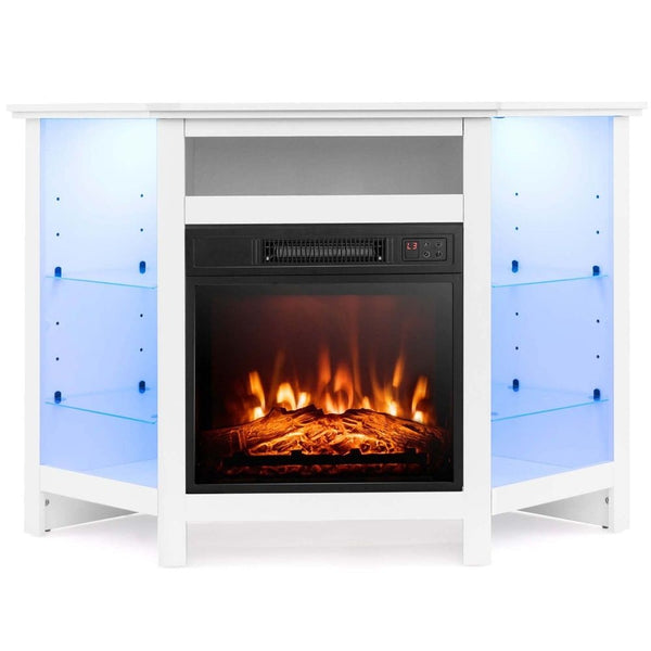 Costway Fireplace TV Stand with LED Lights, White E5