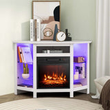 Costway Fireplace TV Stand with LED Lights, White