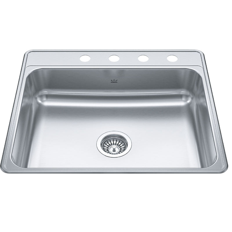 Creemore Drop-In Single 4-Hole Stainless Steel Sink, 22x25-in L6