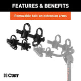 CURT 18030 2-Bike To 4-Bike Two Arm Hitch Mount Bike Rack, Fits 1-1/4, 2-in Receiver, Black