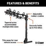 CURT 18065 Premium 5-Bike Two Arm Hitch Mount Bike Rack, Fits 2-in Receiver, Black