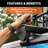 CURT 18119 Quick-Release Roof Rack Crossbars, Black Steel, Select Jeep Wrangler JK