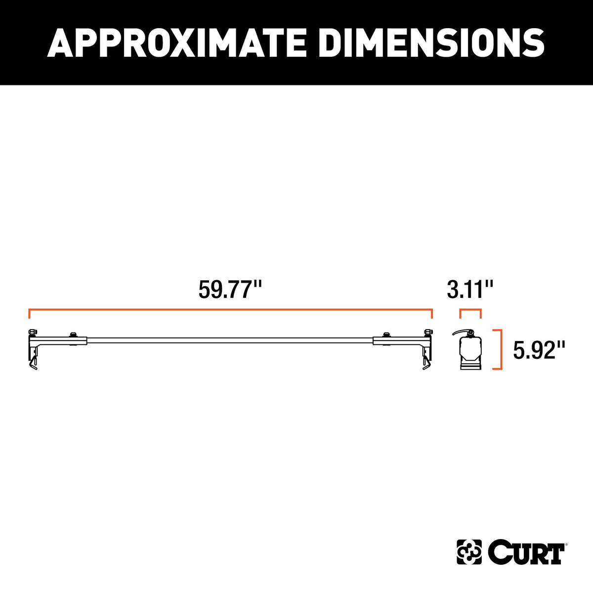 CURT 18119 Quick-Release Roof Rack Crossbars, Black Steel, Select Jeep Wrangler JK