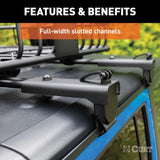 CURT 18119 Quick-Release Roof Rack Crossbars, Black Steel, Select Jeep Wrangler JK