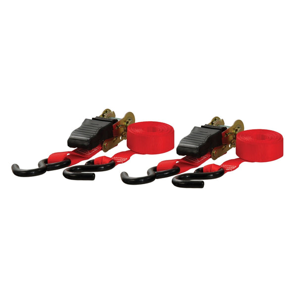 CURT 83001 10-ft Red Cargo Straps with S-Hooks (500-lb, 2-pk) I1