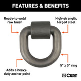 CURT 83770 3 x 3-in Weld-On Tie-Down D-Ring (15,587 lbs, Raw Steel)