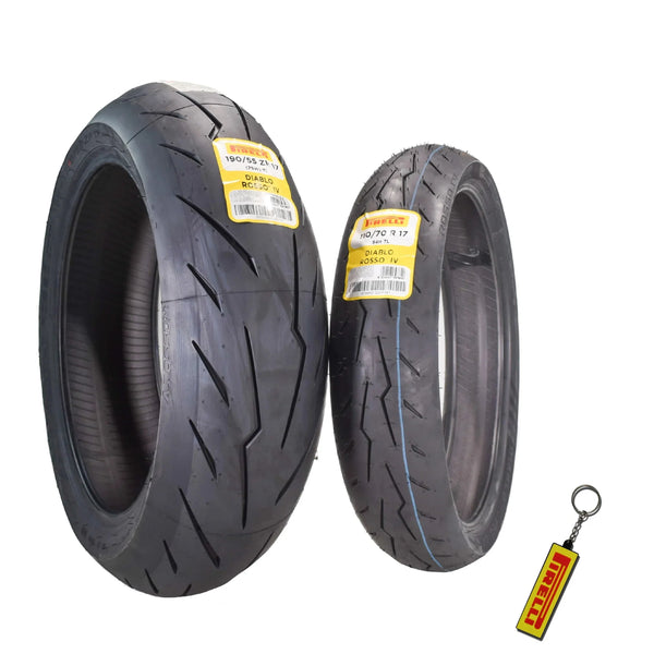 Motorcycle Tires Set – Front 110/70ZR17 & Rear 190/55ZR17 with Bonus Keychain O4