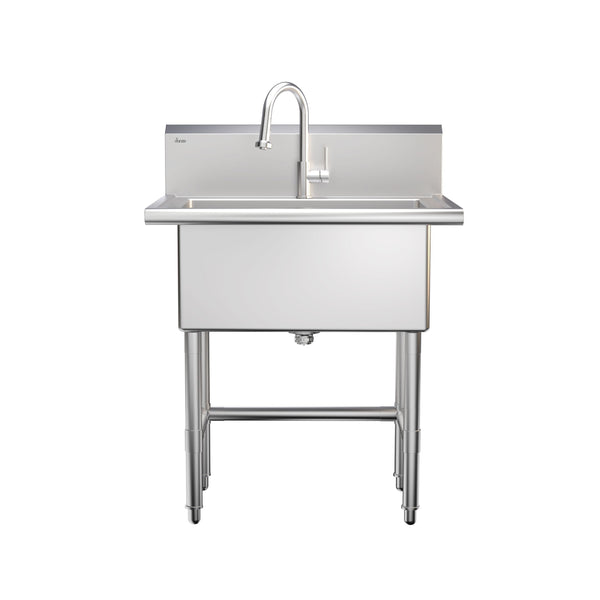 Danze Single Deep Bowl Stainless Steel Utility Sink with Pull-Down Faucet & Strainer, 30-in W0