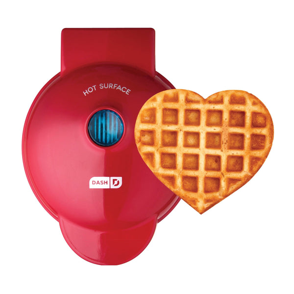 Dash Heart Compact Mini, Non-Stick Waffle Maker, Red S2