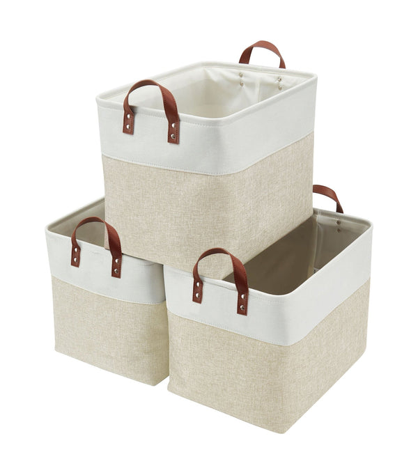 Decomomo Jumbo Foldable Storage Basket, 42-L, 3-pk, Beige Q6