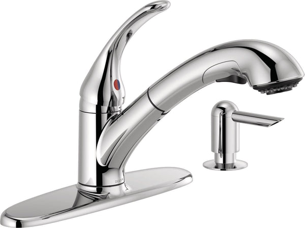 Delta Principals Single Handle Pull Out Kitchen Faucet, Chrome A9