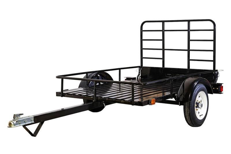 DK2 by Marlon 4x6-ft Single-Axle Black Open Rail Utility Trailer with Ramp Gate, 1314-lb Capacity L6