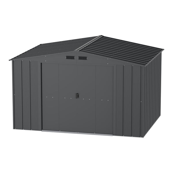 Duramax Metal Outdoor Storage Shed with Steel Frame, Dark Grey, 10-1/2-ft x 8-ft E9